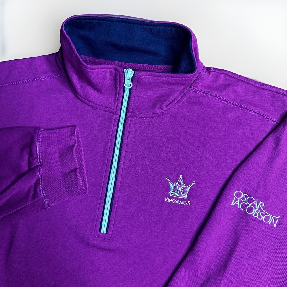 Oscar Jacobson Kingsbarns Golf Bradley 1/2 Zip Pullover XL Purple Performance